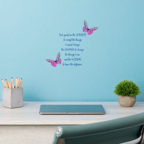 Serenity Prayer Butterflies Inspirational   Wall Decal