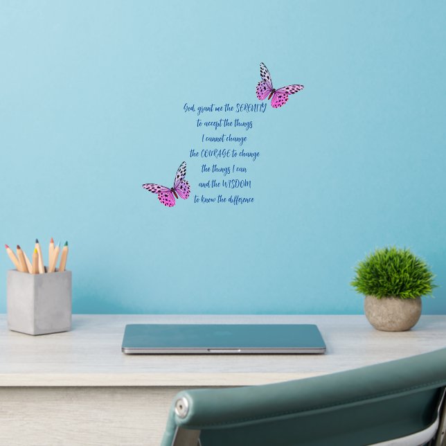 Serenity Prayer Butterflies Inspirational   Wall Decal (Home Office 2)