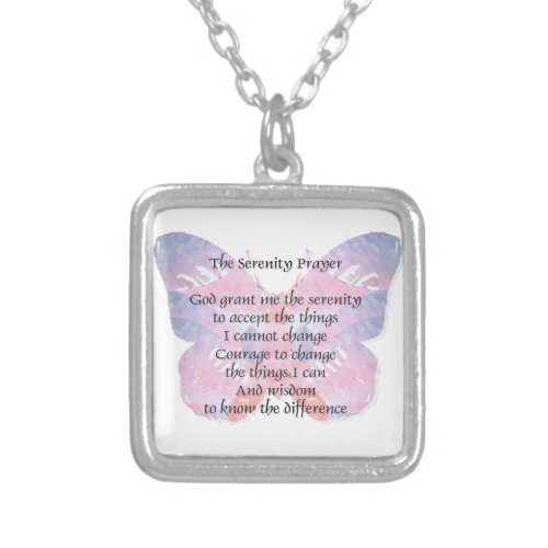 Serenity Prayer Butterfly 2 Silver Plated Necklace