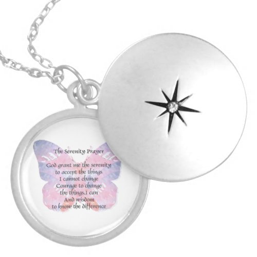 Serenity Prayer Butterfly 2 Silver Plated Necklace