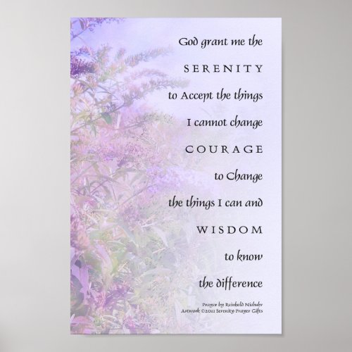 Serenity Prayer Butterfly Bush Poster