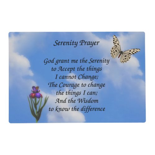 Serenity Prayer Butterfly Flower Inspirational  Placemat