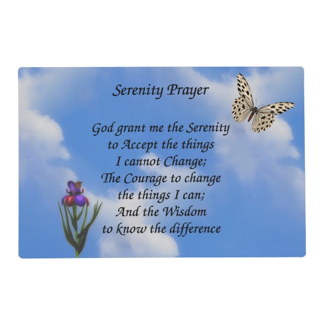 Serenity Prayer Butterfly Flower Inspirational  Placemat (Front)