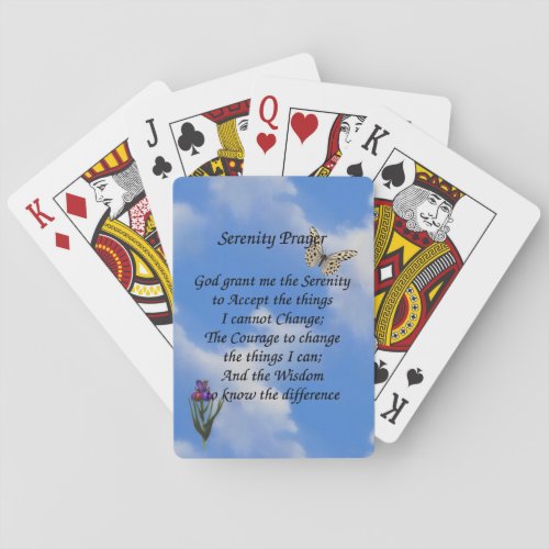 Serenity Prayer Butterfly Flower Inspirational Playing Cards