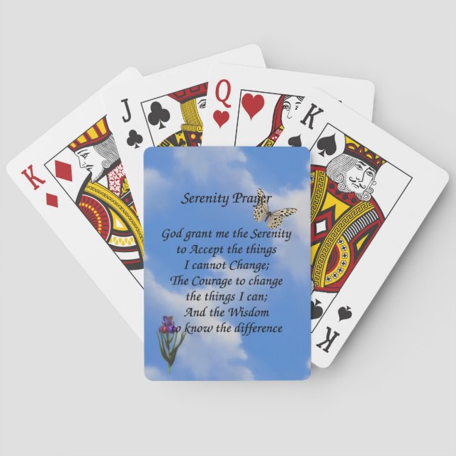 Serenity Prayer Butterfly Flower Inspirational Poker Cards (Back)