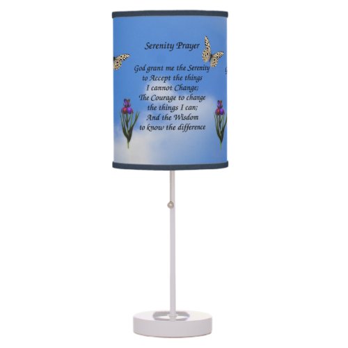 Serenity Prayer Butterfly Flower Inspirational   Table Lamp