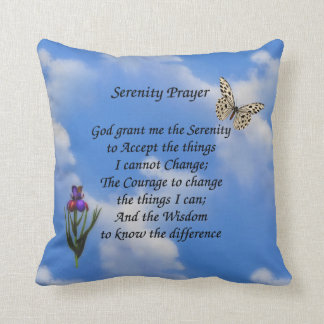 Serenity Prayer Butterfly Flower Inspirational Throw Pillow
