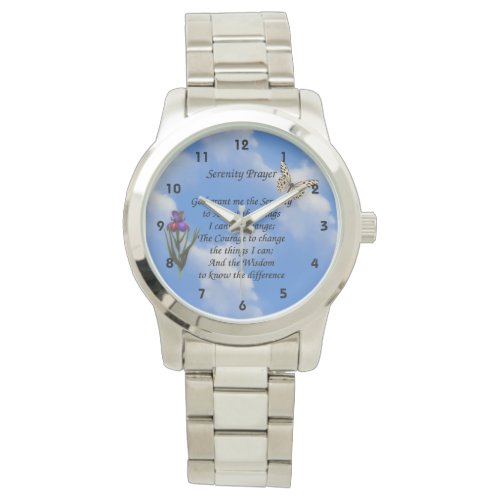 Serenity Prayer Butterfly Flower Inspirational Watch