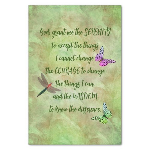 Serenity Prayer Butterfly Inspirational Decoupage Tissue Paper