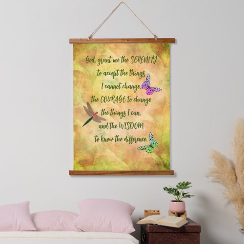 Serenity Prayer Butterfly Inspirational   Hanging Tapestry