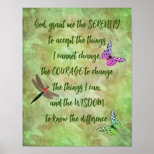 Serenity Prayer Butterfly Inspirational    Poster