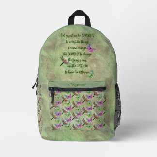 Serenity Prayer Butterfly Inspirational  Printed Backpack