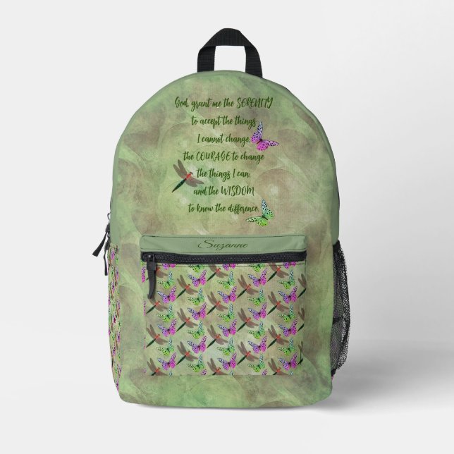 Serenity Prayer Butterfly Inspirational  Printed Backpack (Front)