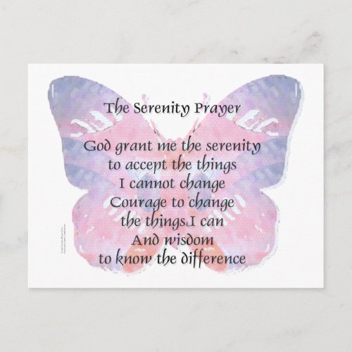 Serenity Prayer Butterfly Postcard