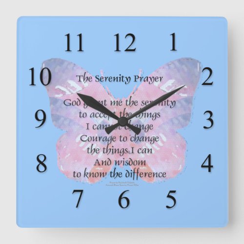 Serenity Prayer Butterfly Wall Clock