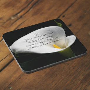 Serenity Prayer Calla Lily Bloom Floral Beverage Coaster