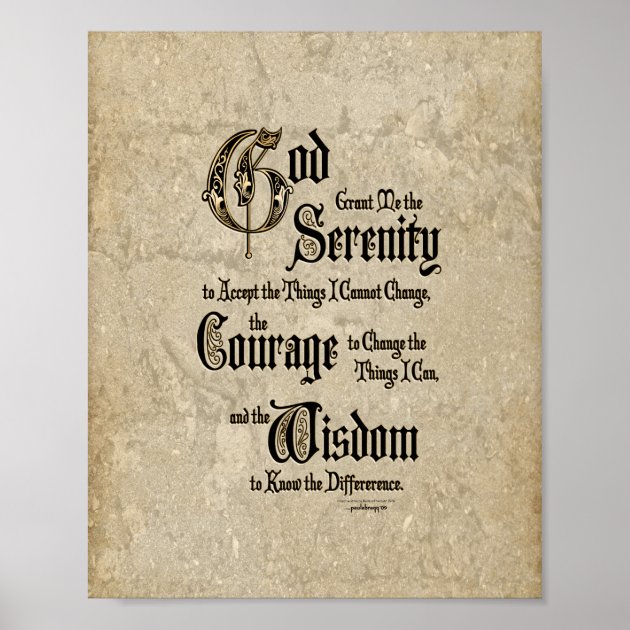 100%  rating God grant me the serenity to accept-AA prayer-8" X 10" 