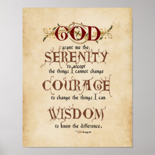 Serenity Prayer: Calligraphy Inspirational Prayer Poster