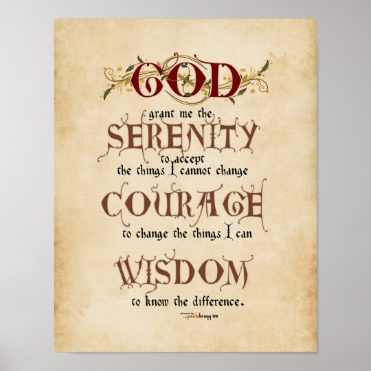 serenity prayer calligraphy inspirational prayer poster