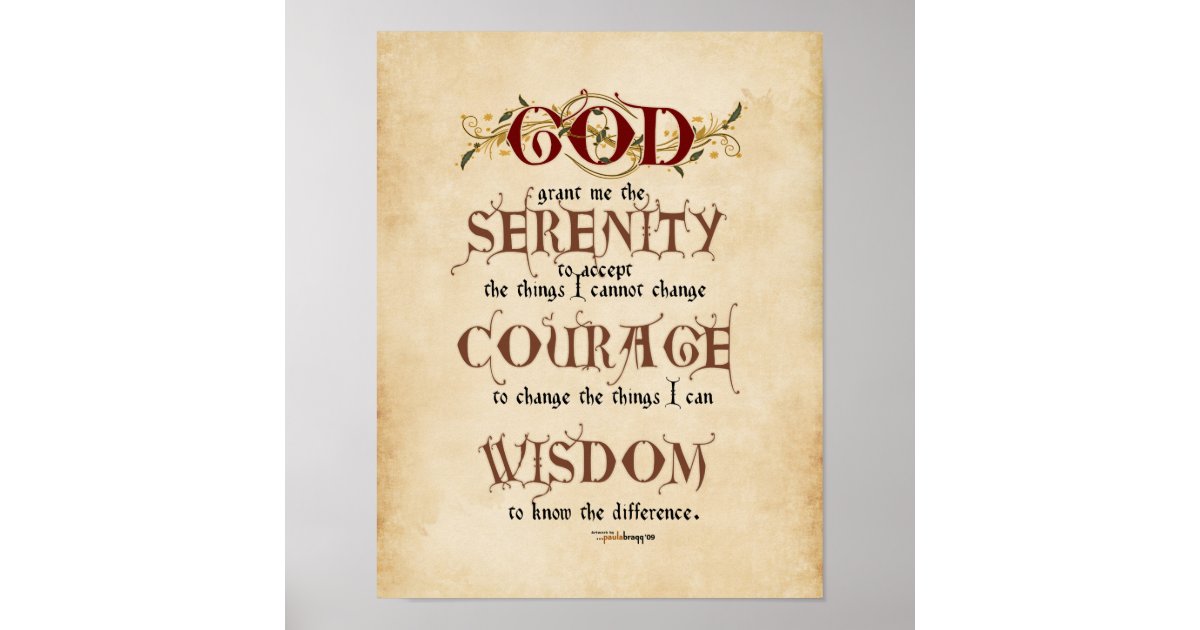 serenity prayer calligraphy inspirational prayer poster