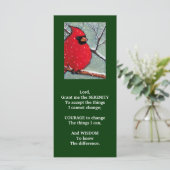 SERENITY PRAYER: CARDINAL, WINTER, BIRD ART (Standing Front)