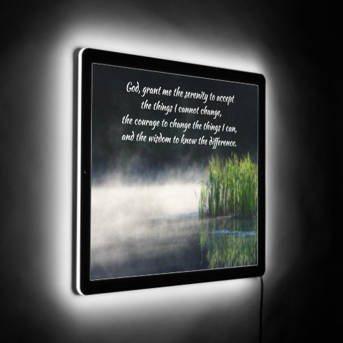 Serenity Prayer Cattails In Mist Inspirational   LED Sign