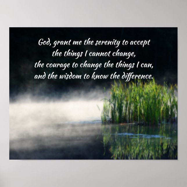 Serenity Prayer Cattails In Mist Inspirational  Poster (Front)