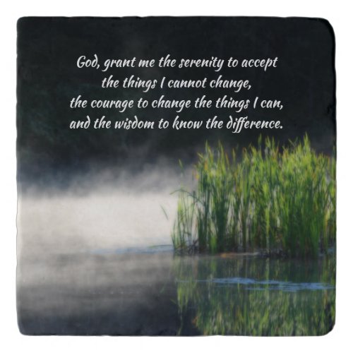 Serenity Prayer Cattails In Mist Inspirational   Trivet