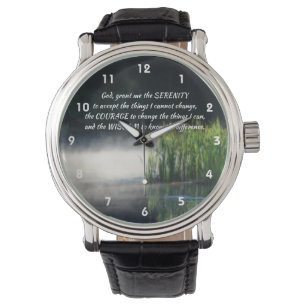 Serenity Prayer Cattails In Mist Inspirational Watch