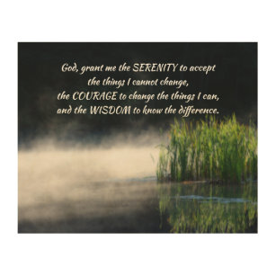 Serenity Prayer Cattails In Mist Inspirational     Wood Wall Art