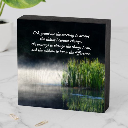 Serenity Prayer Cattails In Mist Inspirational   Wooden Box Sign