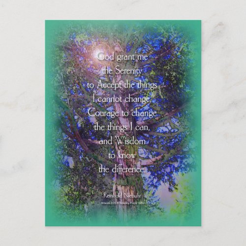 Serenity Prayer Cedar Tree Postcard