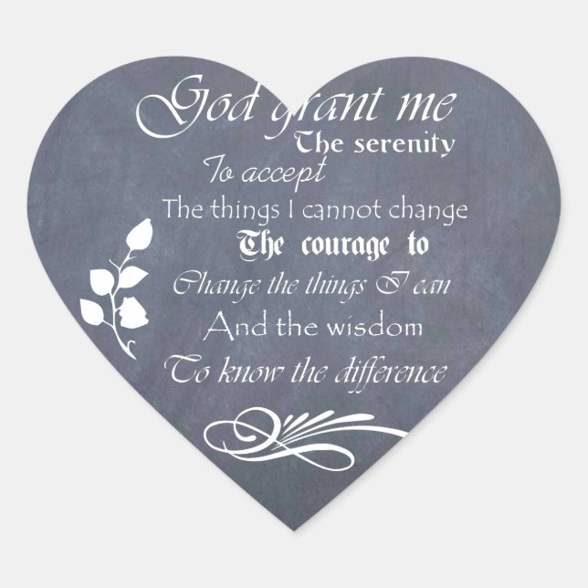 Serenity Prayer Chalkboard Gifts - trendy vintage Heart Sticker (Front)