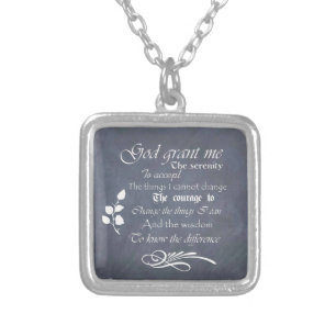 Serenity Prayer Chalkboard Gifts - trendy vintage Silver Plated Necklace