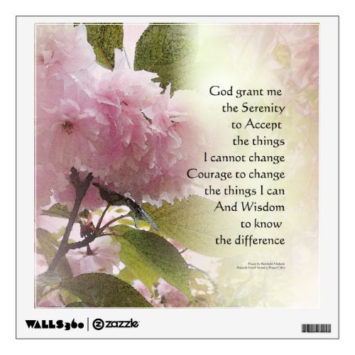 Serenity Prayer Cherry Blossom Glow Wall Decal