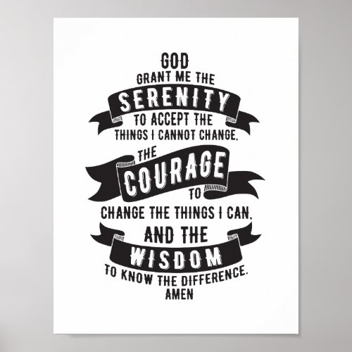 Serenity Prayer _ Choose Your Background Color Poster