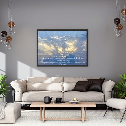 Serenity Prayer _ Clouds in Sky with Rays of Sun  Poster