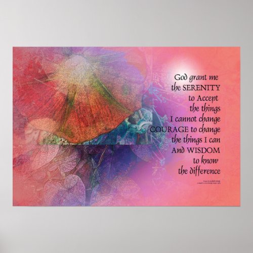 Serenity Prayer Collage Orange Pink Poster