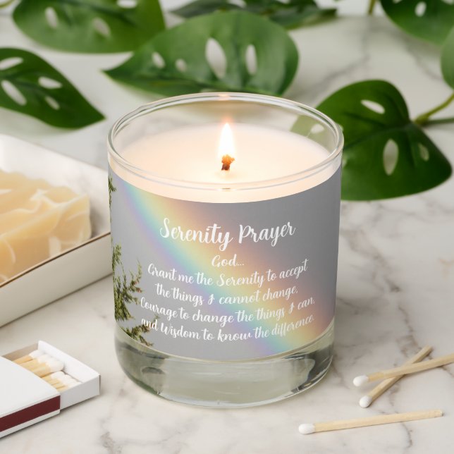 Serenity Prayer Colorful Rainbow Scented Candle (Lit)