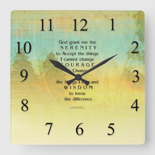 Serenity Prayer Colorful Trees Light Wall Clock