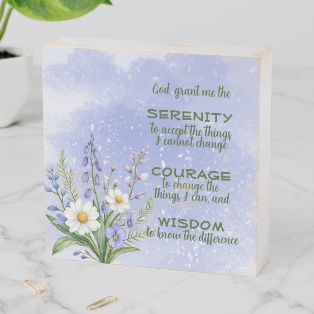 Serenity Prayer Courage Wisdom Wooden Box Sign (In Situ Horizontal)