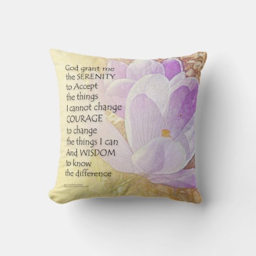 Serenity Prayer Crocus 2 Throw Pillow