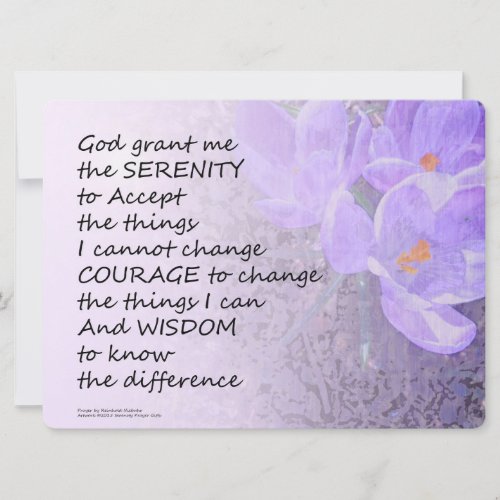 Serenity Prayer Crocus Invitation