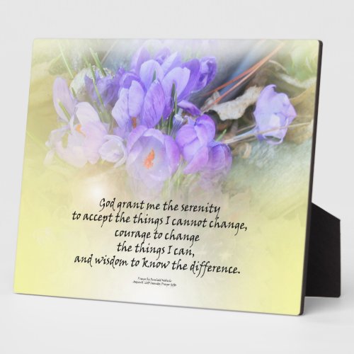 Serenity Prayer Crocus Yellow Glow Plaque