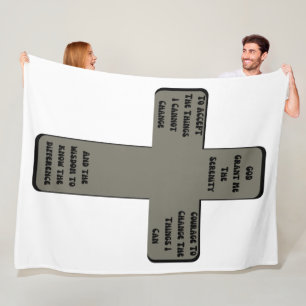 Serenity Prayer Cross Quote Fleece Blanket