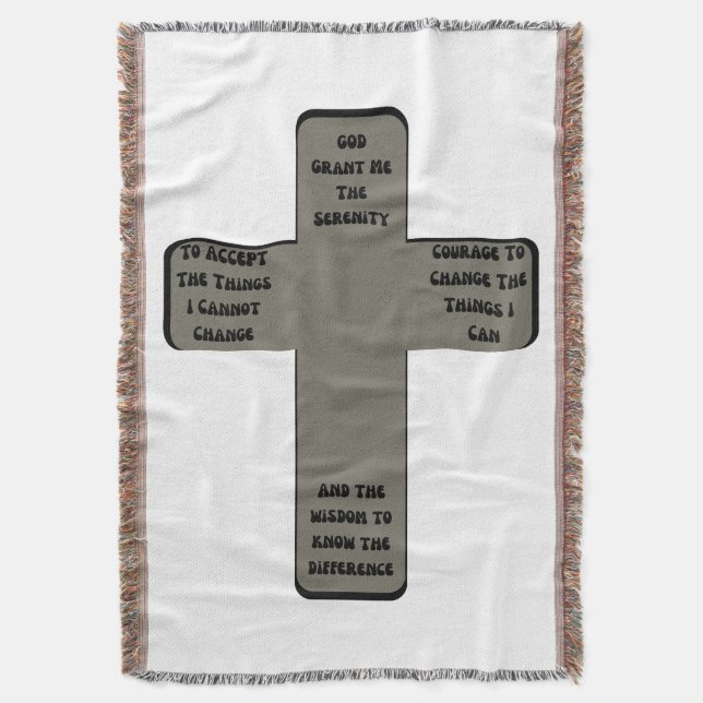 Serenity Prayer Cross Quote Throw Blanket (Front Vertical)