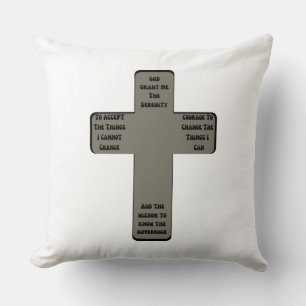 Serenity Prayer Cross Quote Throw Pillow