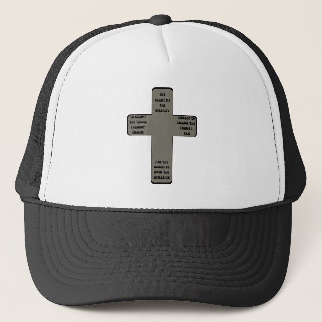 Serenity Prayer Cross Quote Trucker Hat (Front)