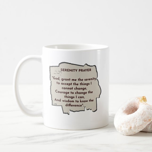 Serenity Prayer Daily Reminder Coffee Mug (With Donut)