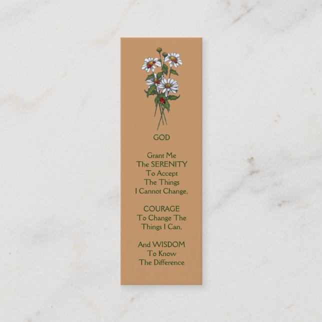 SERENITY PRAYER: Daisies With Ladybugs Mini Business Card (Front)